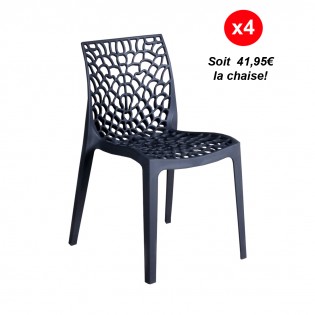 Lot de 4 chaises empilables TELA / Gris foncé