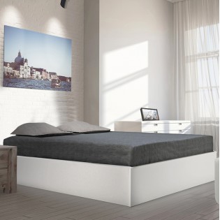 Lit coffre BILBAO 160x200 cm + sommier / blanc