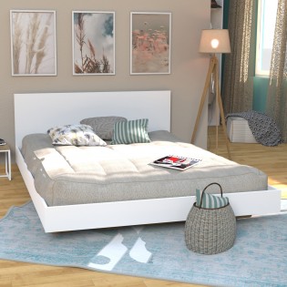 BETT LOFT MIT KOPFTEIL/ Bett 160x200 - Weiß