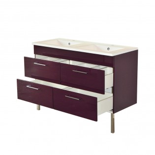 Ensemble meuble sous-vasque + vasque résine +miroir MILANO / Aubergine