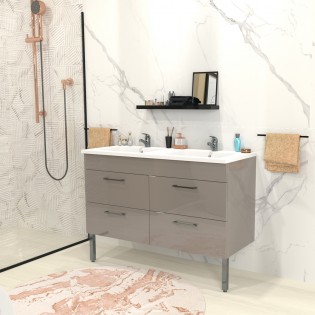 Ensemble meuble sous-vasque + vasque résine MILANO / TAUPE