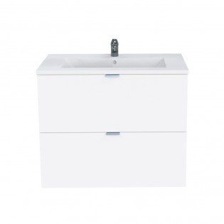 Waschbeckenunterschrank mit 2 Schubladen MALAGA 80 cm + Waschbecken / Weiß