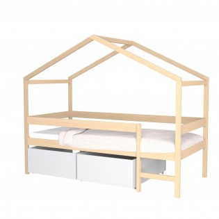 HAUSBETT 90x190 MIKA +1x Schubladen/ Naturholz