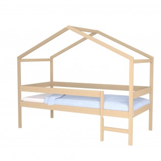 HAUSBETT 90x190 MIKA + 1x LATTENROST / Naturholz