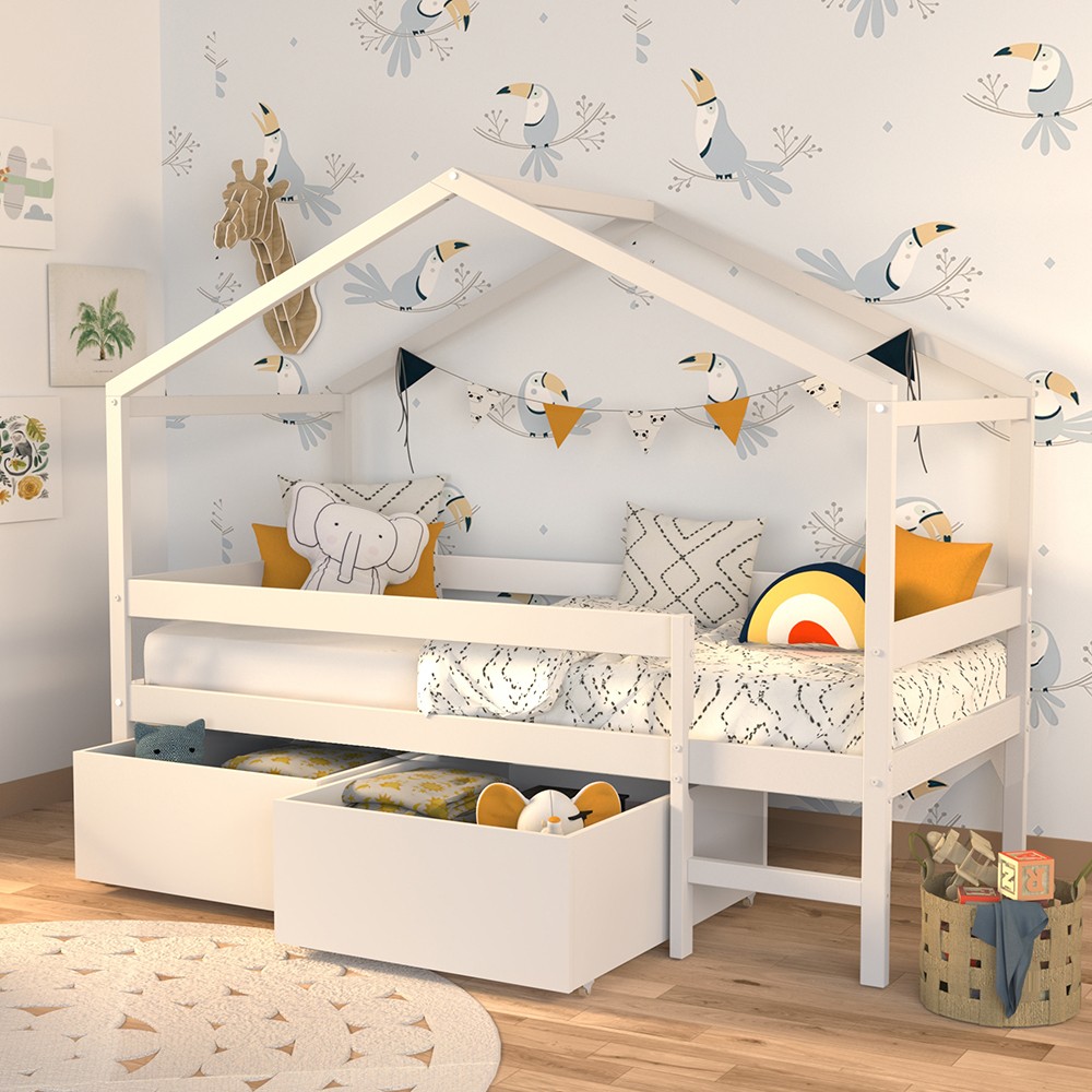 Lit Cabane LT Blanc 90x190