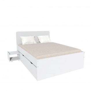 Doppelbett ZENIA 140x190 + 2 Konsolen + 2 Schubladen / Weiß