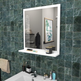Miroir 60x65cm + tablette / BLANC