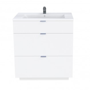 Meuble sous-vasque 3 tiroirs MARBELLA 80 cm + vasque / Blanc