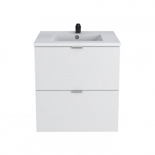 Meuble sous-vasque 2 tiroirs MALAGA  60 cm + vasque / Blanc