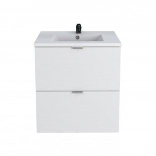 Waschbeckenunterschrank mit 2 Schubladen MALAGA 60 cm + Waschbecken / Weiß