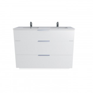 Waschbeckenunterschrank mit 3 Schubladen MARBELLA 120 cm + Waschbecken / Weiß