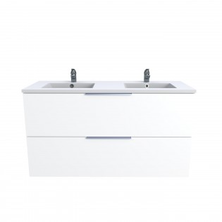 Meuble sous-vasque 2 tiroirs MALAGA 120 cm + vasque / Blanc