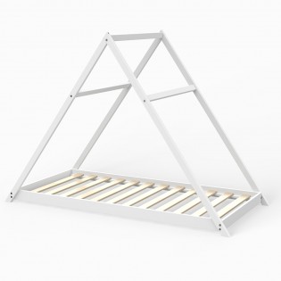 Lit cabane APACHE 90x190 + 1 sommier / Blanc