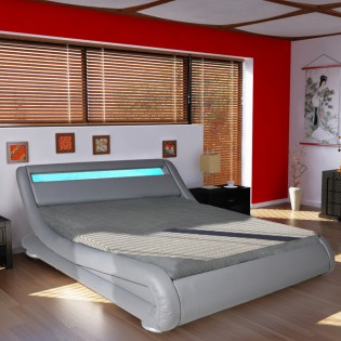 Bett WAVE 160x200 LEDS integriert + 1 Bettkasten / Grau
