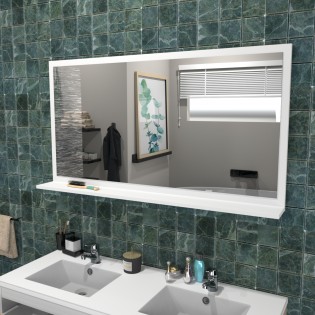 Miroir 120x65cm + tablette / BLANC