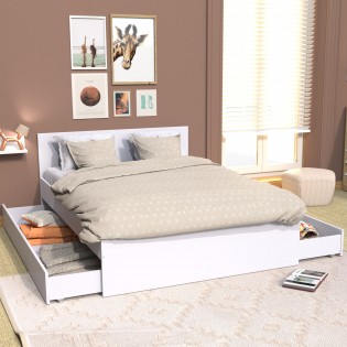 BETT OSLO mit Schubladen / Bett 160x200  - Weiß