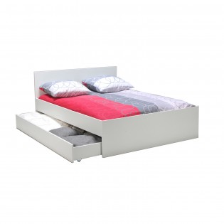 Lit OSLO 140x190 + 2 tiroirs / Blanc