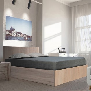 Lit coffre MADRID 160x200 + 1 sommier / Décor Chêne Blanchi