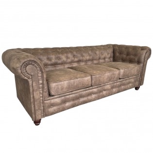 CHESTERFIELD 3-Sitzer-Sofa / Braun gealtert