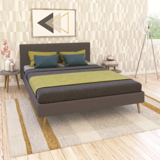 Lit FJORD 140x190 tissu + 1 sommier + 1 matelas CARLTON / Gris Foncé