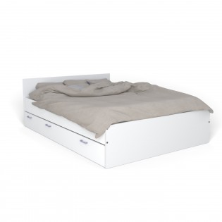 BETT TWIST mit Nachttisch Schublade/ Bett 140x190 - Weiß