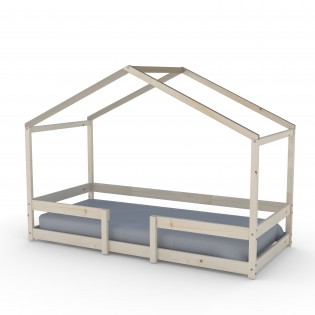 Lit cabane INDIANA 90x200 + sommier / naturel