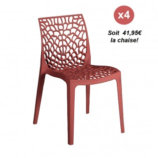 Set aus 4 stapelbaren Stühlen TELA / Rot
