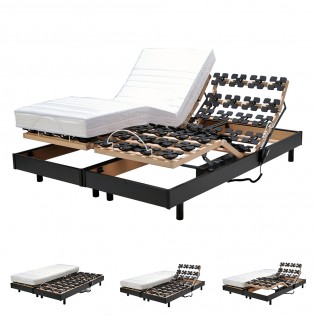 Set aus 2 elektrischen Entspannungsbetten FLEXPALACE 80x200 + 2 Matratzen mit Formgedächtnis / Schwarz