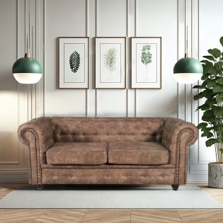 CHESTERFIELD 2-Sitzer-Sofa / Altbraun