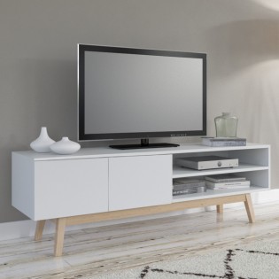 LOWBOARD HOME / TV-Element 160cm mit 2 Türen + 1 Nische / Weiß