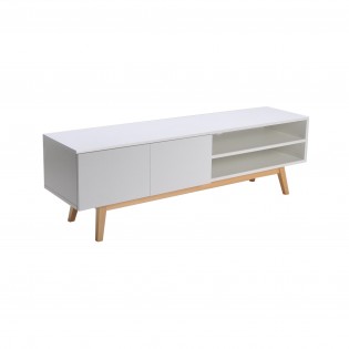 LOWBOARD HOME / TV-Element 160cm mit 2 Türen + 1 Nische / Weiß