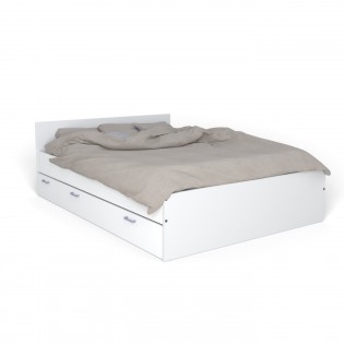 Bett TWIST 160x200 + 1 Nachttisch + 1 Schublade / Weiß