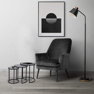 3ER-SET COUCHTISCH PAROS / Schwarz und Marmor