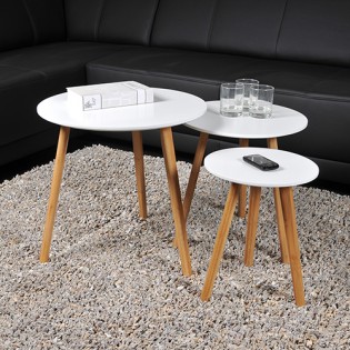 Lot de 3 tables basses gigognes VENUS / Blanc