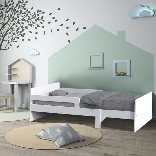 Kinderbett ZOE 90x140-170-190-200 + 1 Lattenrost + 1 Matratze / Weiß