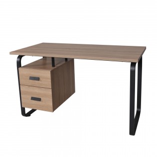 Schreibtisch PEARL + 2x Schubladen/ Eiche dekor und schwarzes Metall