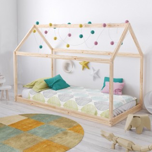 Lit cabane PANDA 70x140 + 1 sommier / Naturel