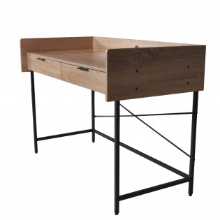Schreibtisch CAMPUS + 2 Schubladen / Eiche Dekor und Schwarzes Metall