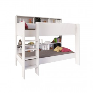 ETAGENBETT LUCKY / Kinderbett 90x190+2 Lattenrosten+ Ablage/ Weiß