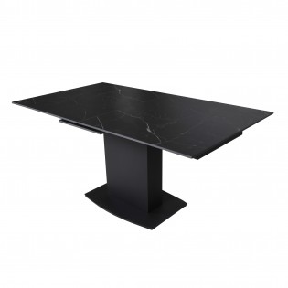 Table céramique extensible NAPOLI 160x90cm + 1 allonge de 40cm  / Effet marbre noir