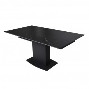Ausziehbarer Keramiktisch NAPOLI 160x90cm + 1 Auszug von 40cm / Schwarzer Marmoreffekt