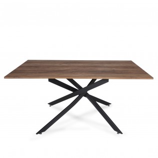 Esstisch ROYALTY / 160x90cm - 6 Personen, Eichenholz-Effekt und schwarzes Gestell