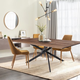Esstisch ROYALTY / 160x90cm - 6 Personen, Eichenholz-Effekt und schwarzes Gestell