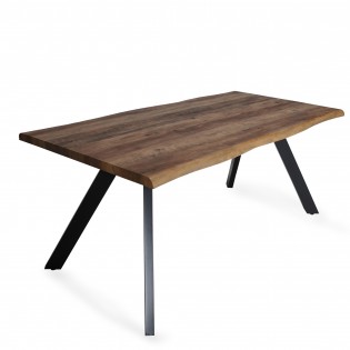 Table à manger HELGA 160X90 /effet chêne et pieds métal noir