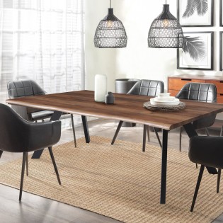 ESSTISCH HELGA / 180x90cm - 8 Personen - Eiche Dekor und schwarze Metallbeine