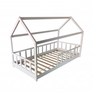 Hausbett KIWI mit Lattenrost / Hausbett 90x200 - Weiß
