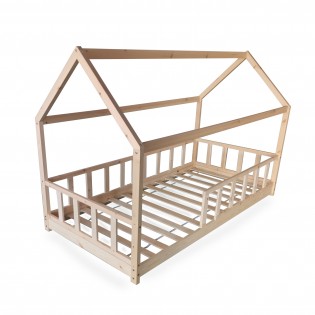 Hausbett KIWI mit Lattenrost / Kinderbett 90x200 - Naturholz