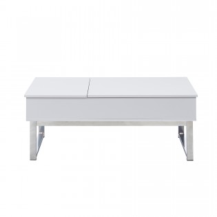 COUCHTISCH FLOWER/ 110x55cm - Weiß und verchromtes Metall