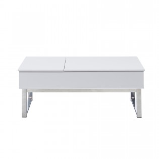 Table basse plateau relevable FLOWER 110x55cm /Blanc et métal chromé