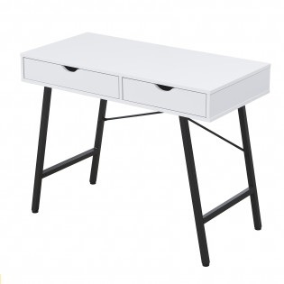 Schreibtisch BOSTON 100 x 48 cm/ Weiß und schwarzes Metall